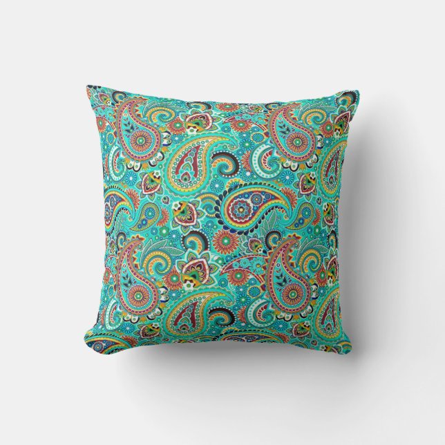 Färgfull Retro Paisley Kudde (Framsida)