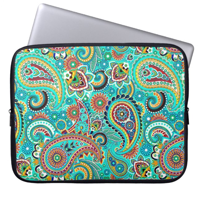 Färgfull Retro Paisley Laptop Sleeve (Framsidan)