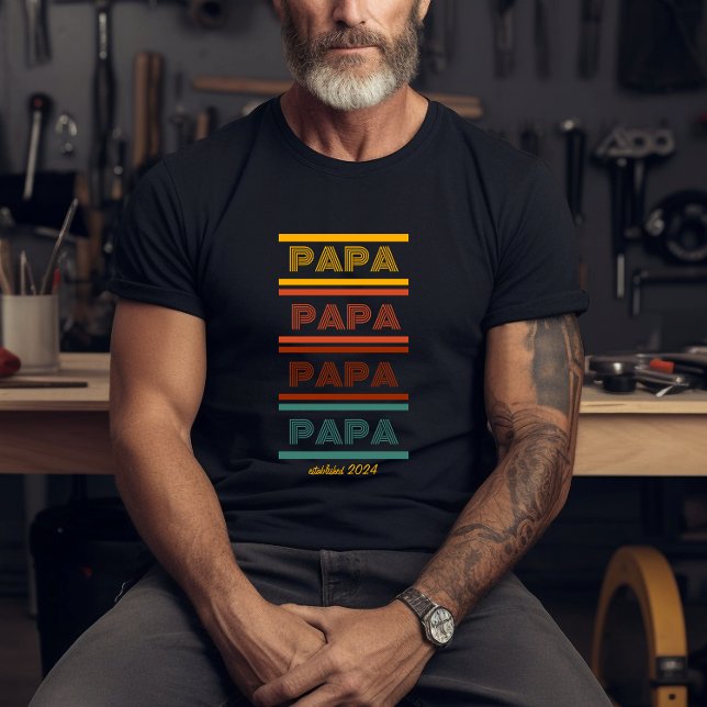 Färgfull Retro Pappa T-Shirt (Skapare uppladdad)