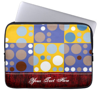 Färgfull Retro Polka dots Mönster. Mörk Red Gräns Laptop Sleeve