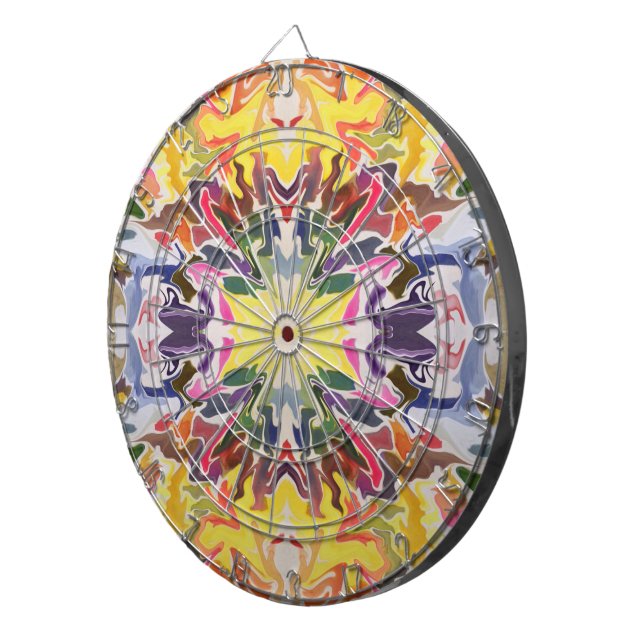 Färgfull Retro Psychedelic Kaleidoscope Abstrakt Darttavla (Högra Framsidan)