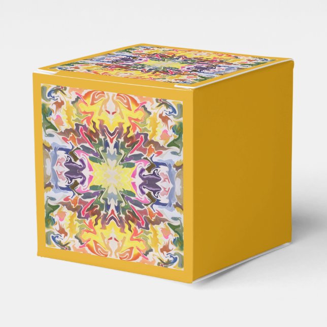 Färgfull Retro Psychedelic Kaleidoscope Abstrakt Presentaskar (Framsidan Sidan)
