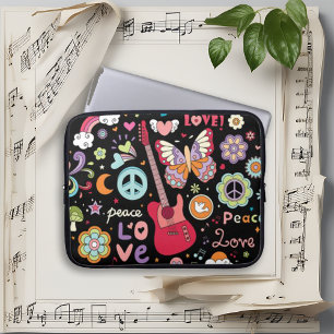 Färgfull Retro Psychedelic Peace Kärlek Laptop Sleeve