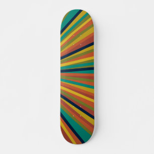 Färgfull retro Rainbow Rand Mönster Mini Skateboard Bräda 18,5 Cm