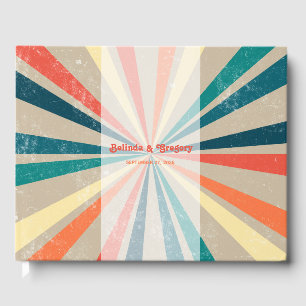 Färgfull retro Rainbow Sunburst Bröllop Gästböcker