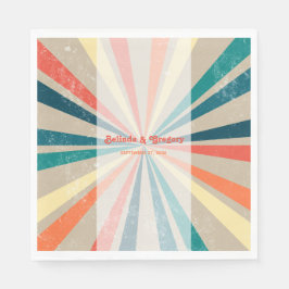 Färgfull retro Rainbow Sunburst Bröllop Pappersservett