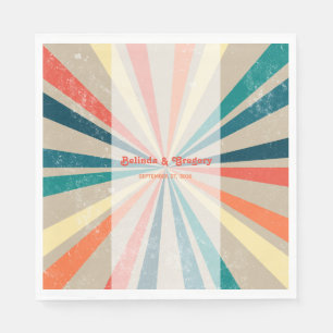 Färgfull retro Rainbow Sunburst Bröllop Pappersservett