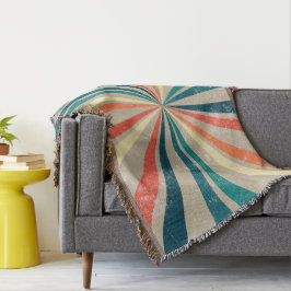 Färgfull retro Rainbow Sunsprängst Filt