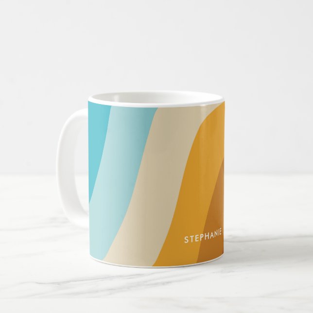 Färgfull retro Rainbow Vinkarare Personlig Kaffemugg (Framsida vänster)