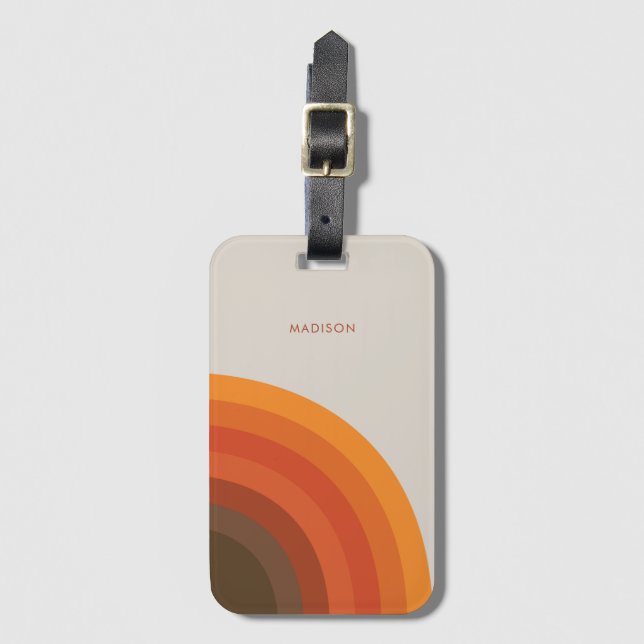 Färgfull Retro Rand 70s 80-tal Golden Brown Orange Bagagebricka (Framsida vertikal)