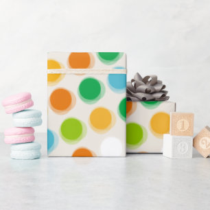 Färgfull Retro Roligt Fuzzy Polka dots Barn Födels Presentpapper