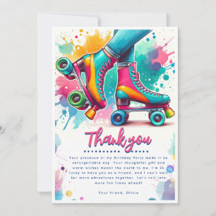 Färgfull Retro Roller Skate Birthday Tack Kort