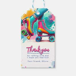 Färgfull Retro Roller Skate Birthday Tack Presentetikett