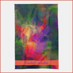 Färgfull Retro Rosa Red och Grönt Kökshandduk