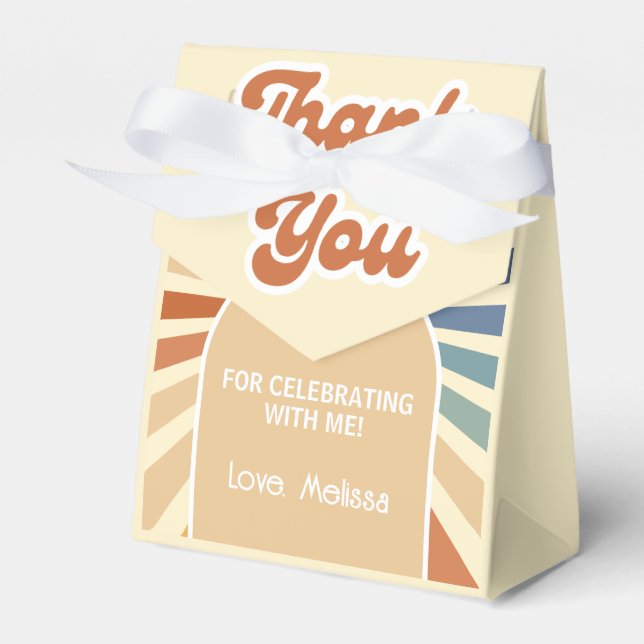 Färgfull Retro Sol Groovy Wave Birthday Tack Presentaskar (Framsidan Sidan)