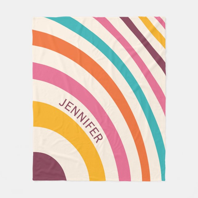 Färgfull retro stil kurvor fleecefilt (Framsidan)