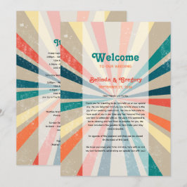 Färgfull Retro Sunburst Bröllop Intererary Program