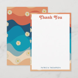 Färgfull Retro Vågar & Daisy Mönster Tack Kort