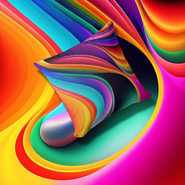 Färgfull Retro Vågar-dekorfärg Kudde (Skapare uppladdad)