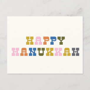 Färgfull Retro Western Simple Hanukkah Helgdag Vykort