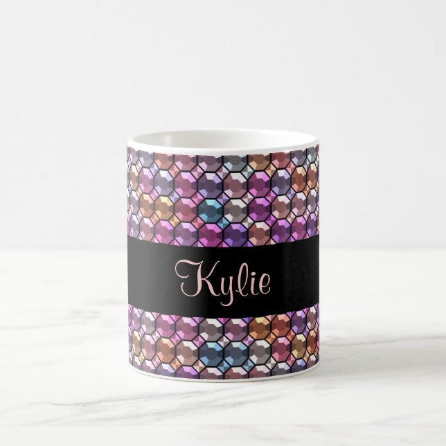Färgfull Rhinestone med eget namn Kaffemugg (Center)