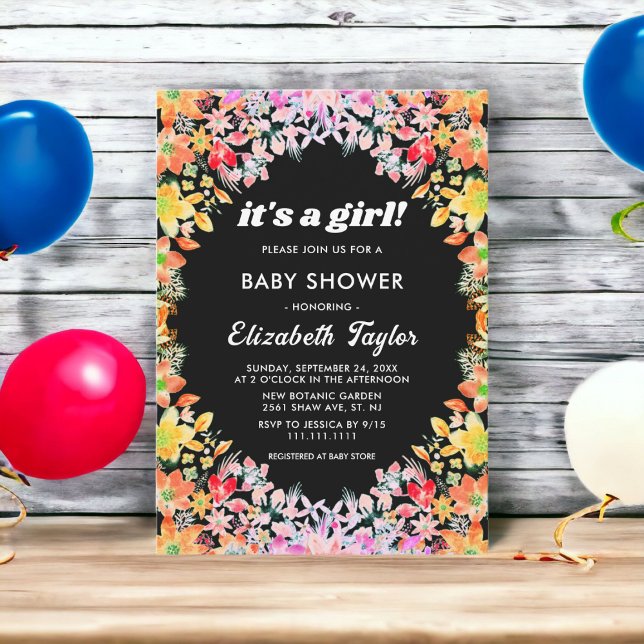 Färgfull Ro Boho Botanical Blommigt Baby Shower Inbjudningar (Skapare uppladdad)