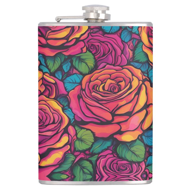 Färgfull Ro Psychedelic Bright Flowers Retro Fickplunta (Framsidan)