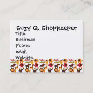 Färgfull Roligt Cute Jungle Village Safari Zoo Ani Visitkort