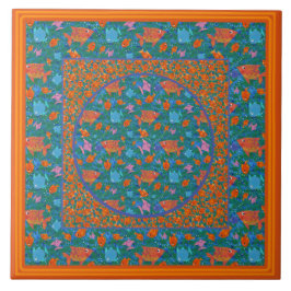 Färgfull Roligt Fisk i havsbottnen av keramiskt pl Kakelplatta