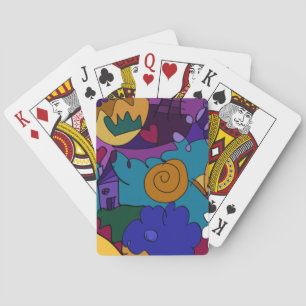 Färgfull, Roligt Hand plockade Doodle Art Casinokort