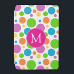Färgfull Roligt Regnbågpunkter Rosa Monogram iPad Mini Skydd<br><div class="desc">Rainbow Dots Rosa Monogram</div>