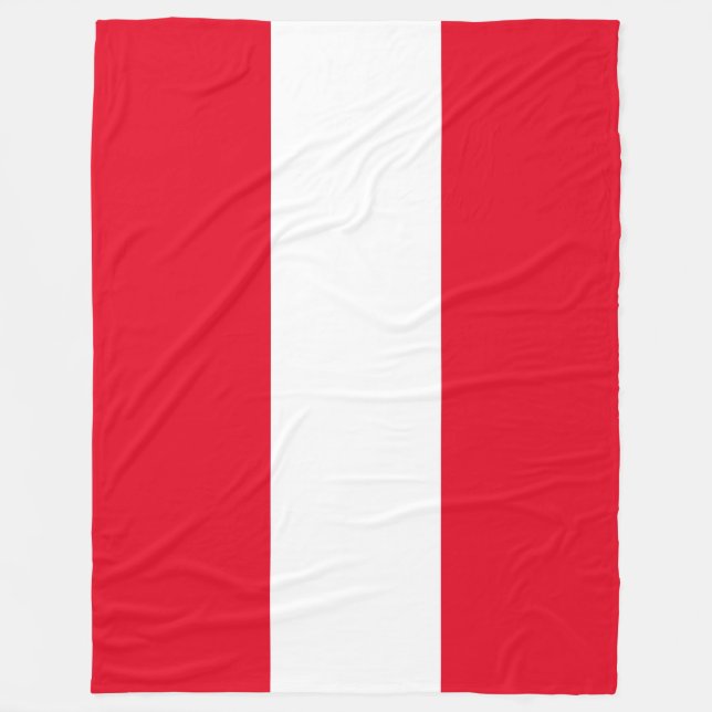 Färgfull Roligt Sporty Bright Red White Wide Rand Fleecefilt (Framsidan)