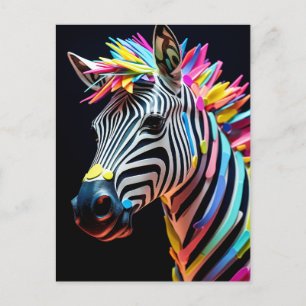 Färgfull Roligt Zebra Vykort