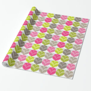 Färgfull Rosa Grönt Brown Polka Dot Mönster Presentpapper