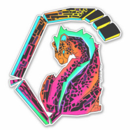 Färgfull rosa och blå cheetah med mohawk klistermärken