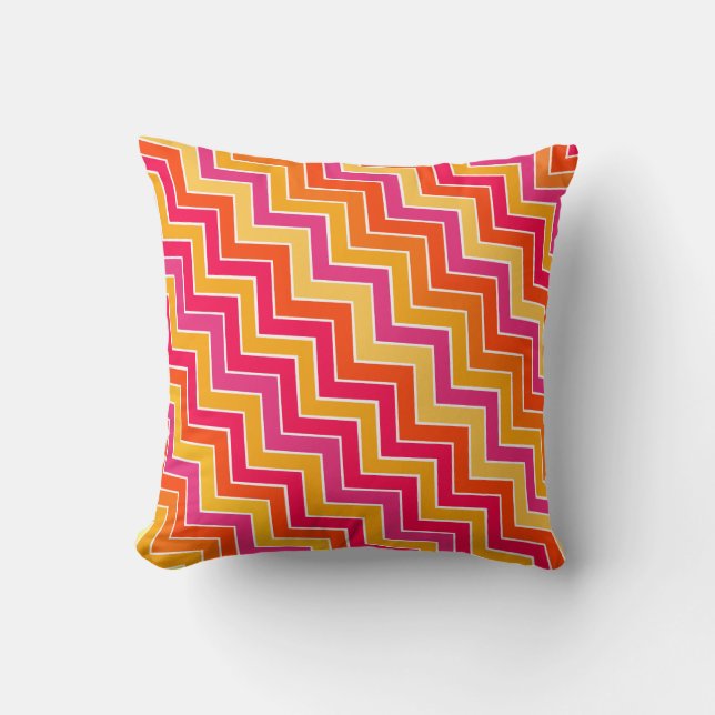 Färgfull rosa zigzag chevron med mönster kudde (Framsida)