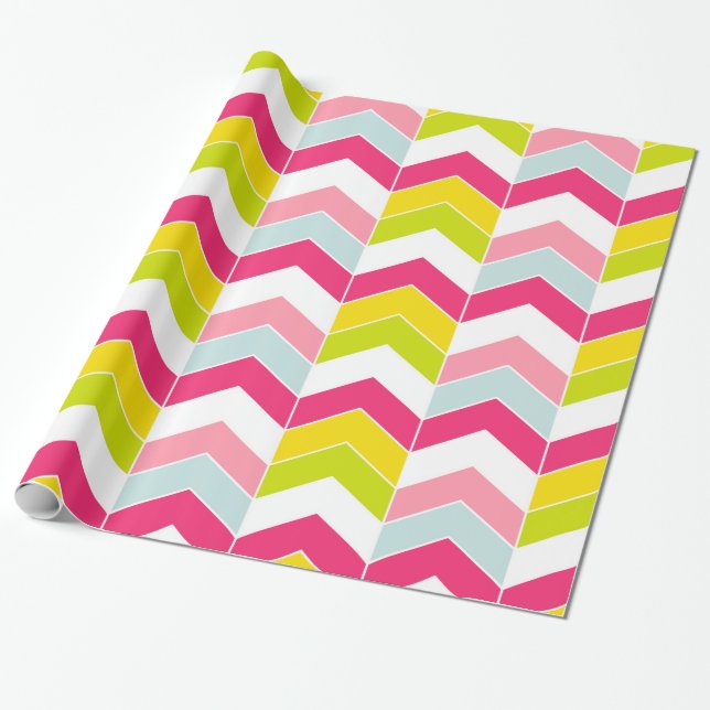Färgfull Rosa ZigZag Chevron Mönster Presentpapper (Utrullad)