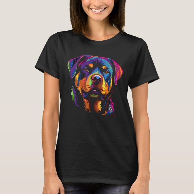 Färgfull Rottweiler T Shirt (Framsida)