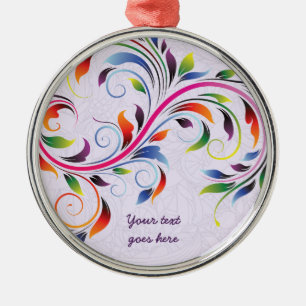 Färgfull rulla löv, lila blommigt, ornament
