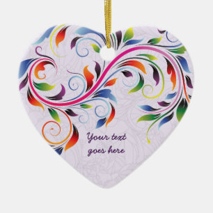 Färgfull rulla löv, lila blommigt, ornament