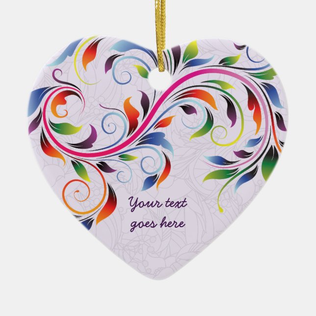 Färgfull rulla löv, lila blommigt, ornament (Framsidan)