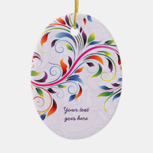 Färgfull rulla löv, lila blommigt, ornament