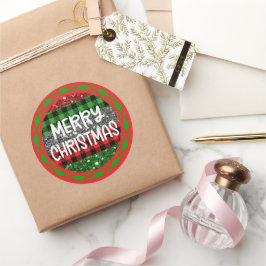 Färgfull Rustic Retro-julpapp & Glitter Runt Klistermärke