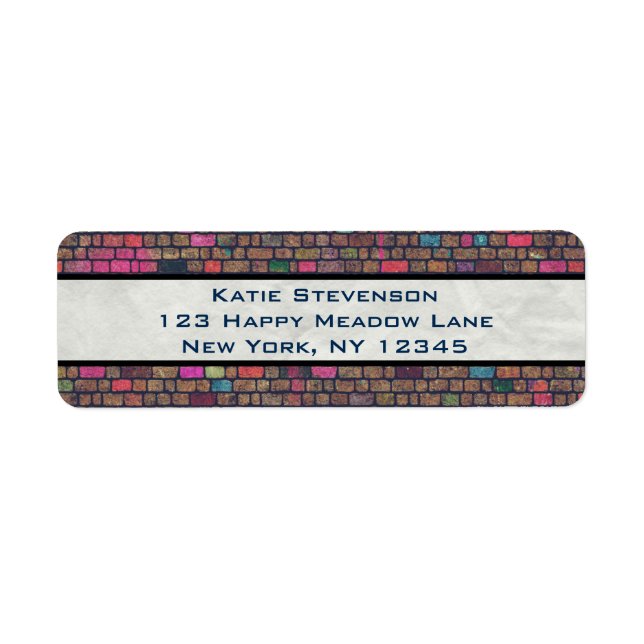 Färgfull, rustisk tegel Struktur Returadress Etikett (Framsidan)