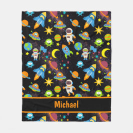 Färgfull Rymden Black Fleecefilt