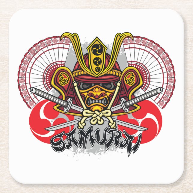 Färgfull samurai Emblem Underlägg Papper Kvadrat (Framsidan)