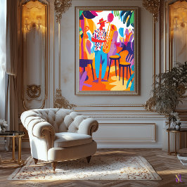 Färgfull saxofonspelare i Fauvist Stil Canvastryck