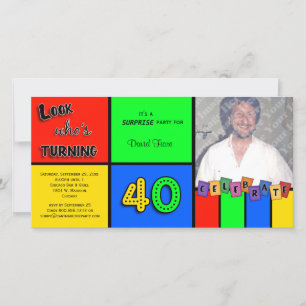 Färgfull Se Whos Turning 40 födelsedag Inbjudan