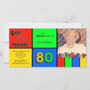 Färgfull Se Whos Turning 80 Birthday Inbjudan