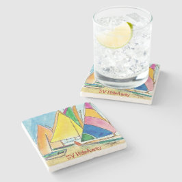 Färgfull segelbåt Underlägg originalkonst